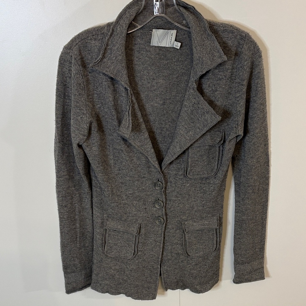Michael Stars Charcoal Cardigan Cashmere & Wool Sweater Blazer